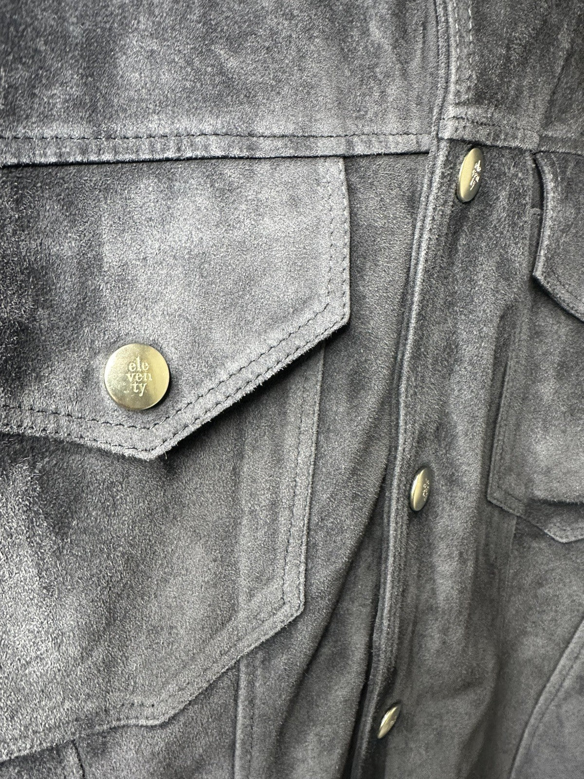 Eleventy Suede Trucker Jacket Navy Small Mens RRP £1460