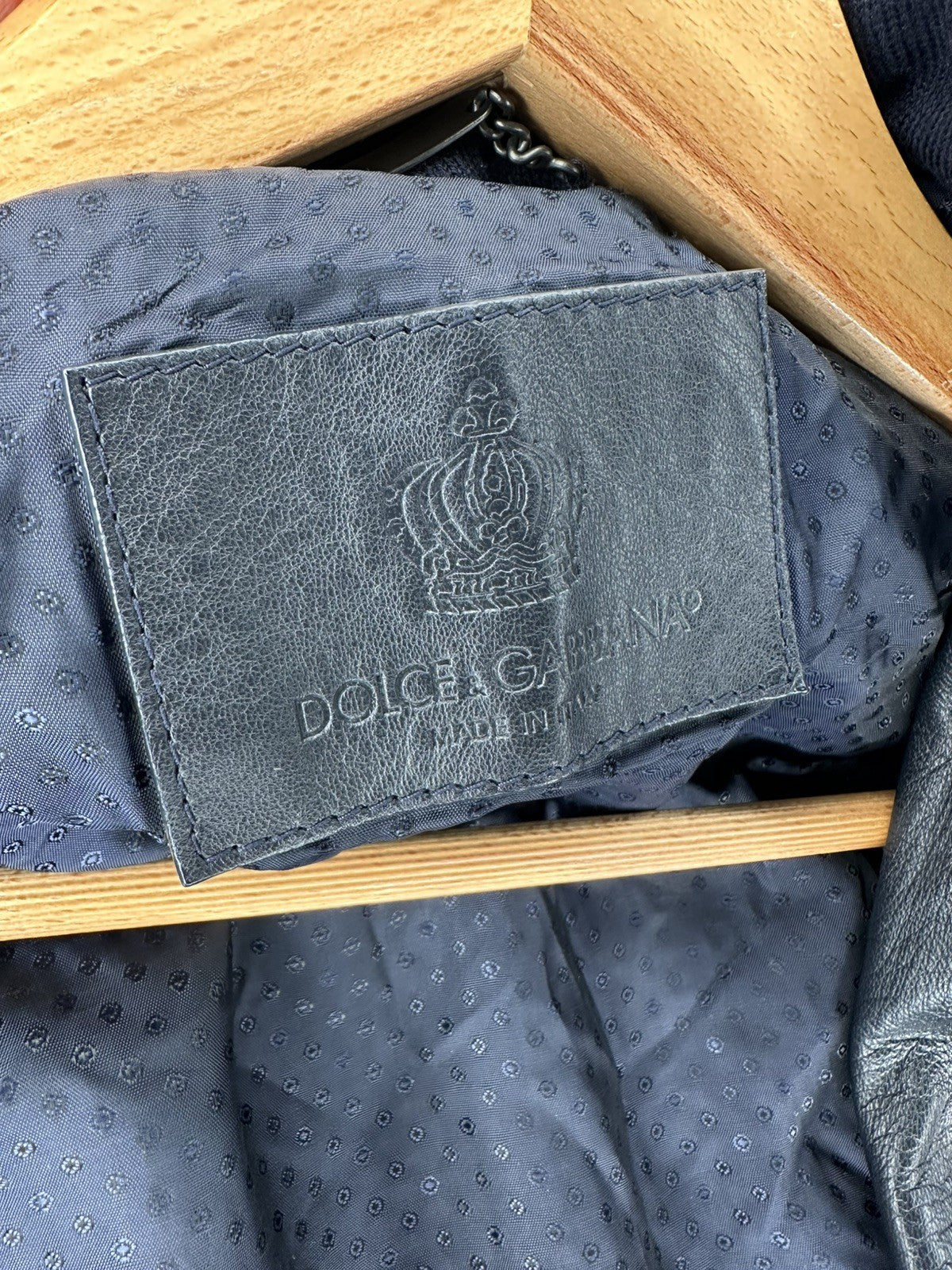 Dolce & Gabbana Dark Navy Lambskin Leather  Hooded Jacket Size 52 XL Mens