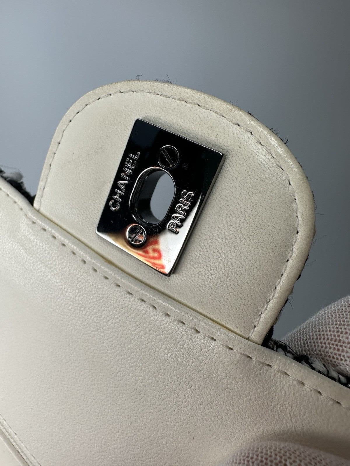 Chanel Medium Classic Double Flap Crossbody Shoulder Bag Tweed Black White