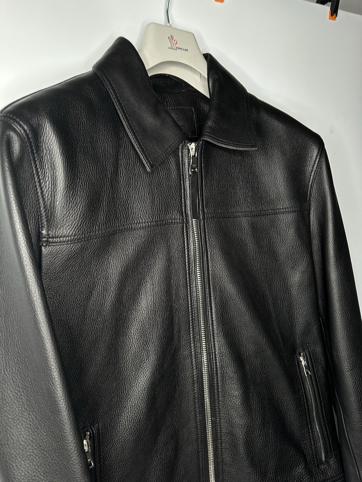 Mr Porter Calfskin Black Leather Jacket Men’s Large Full Zip Brand New