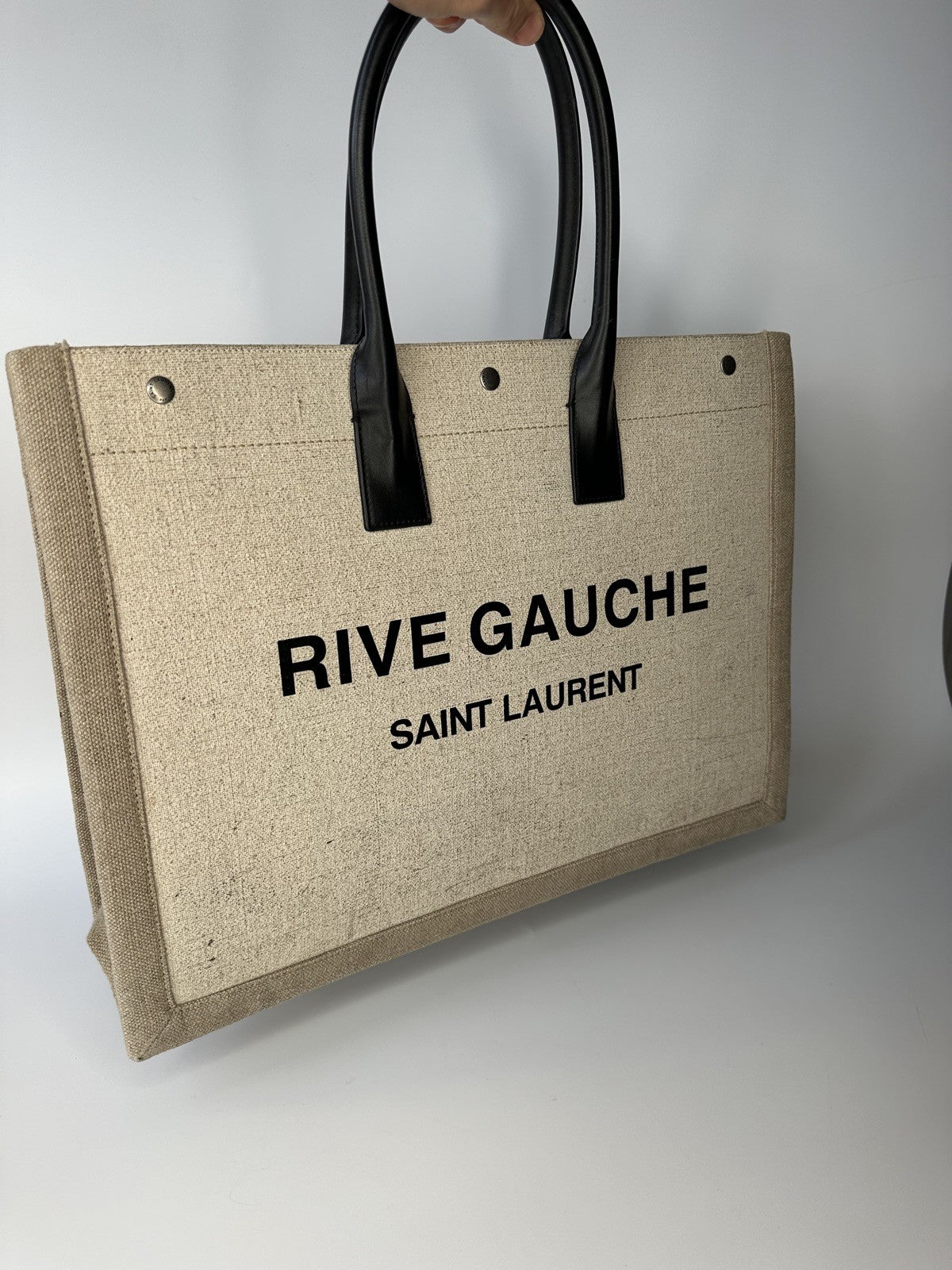 Saint Laurent Rive Gauche Tote Bag Canvas & Leather Unisex