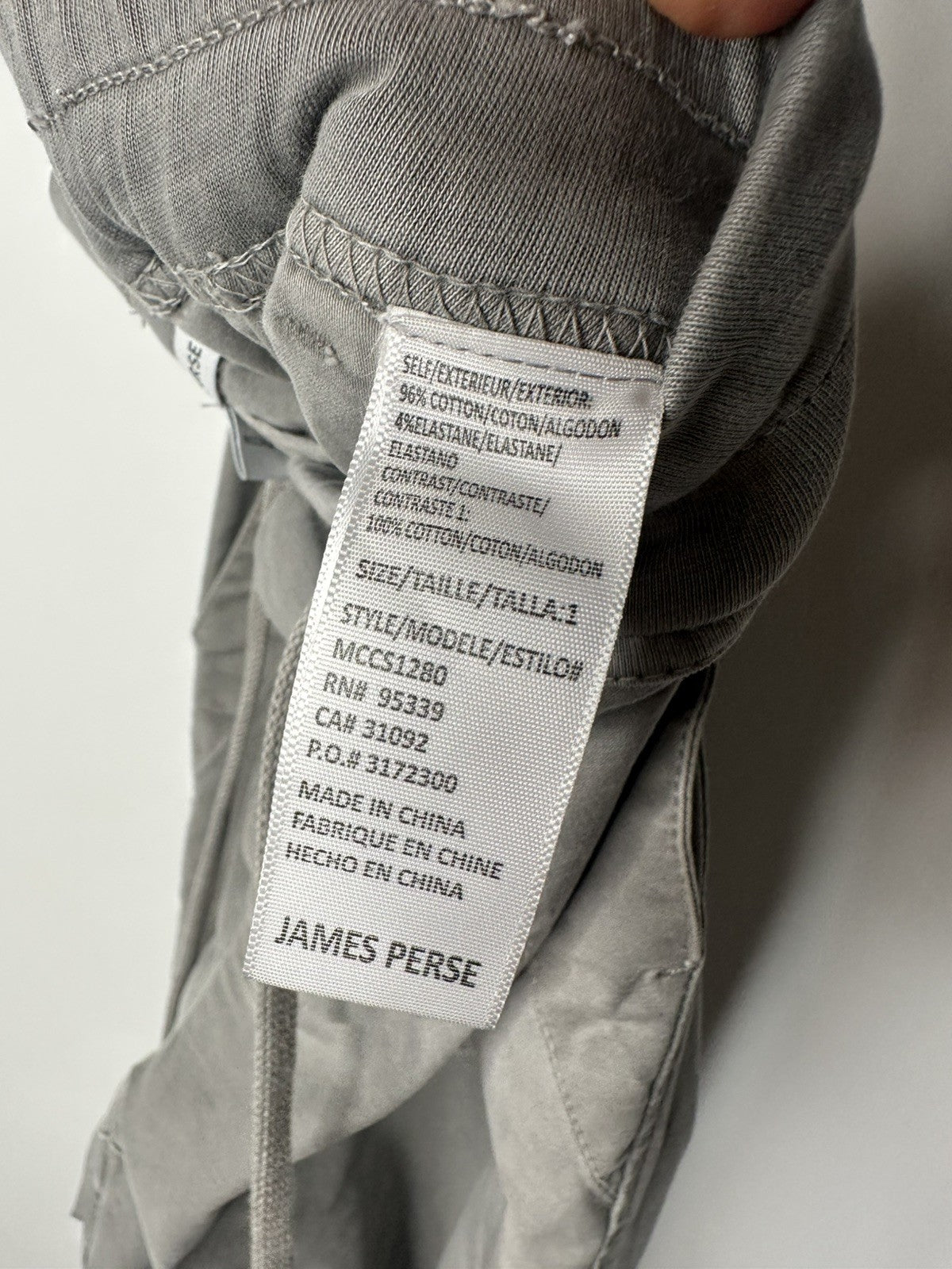 James Perse Mens Chino Joggers Size 1 Gray Drawstring Stretch