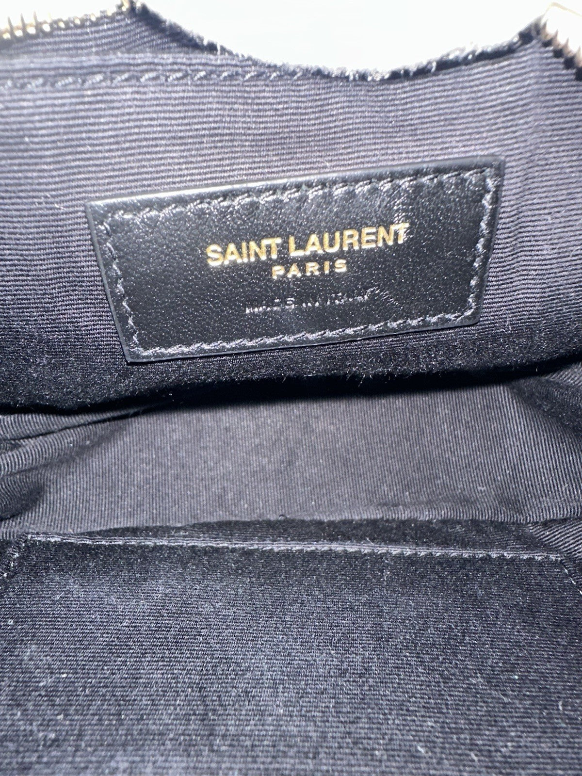 YSL Saint Laurent Cross Body Bag Beige Leather Gold Hardware