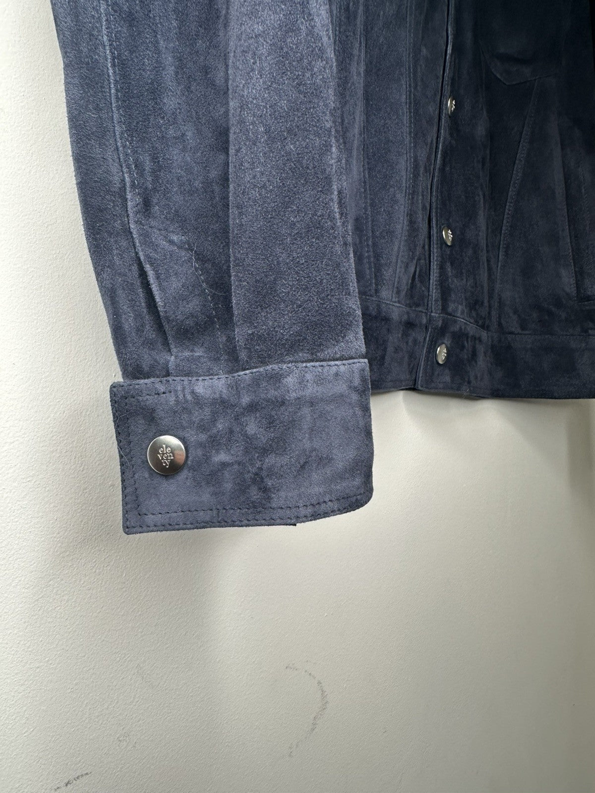 Eleventy Suede Trucker Jacket Navy Small Mens RRP £1460