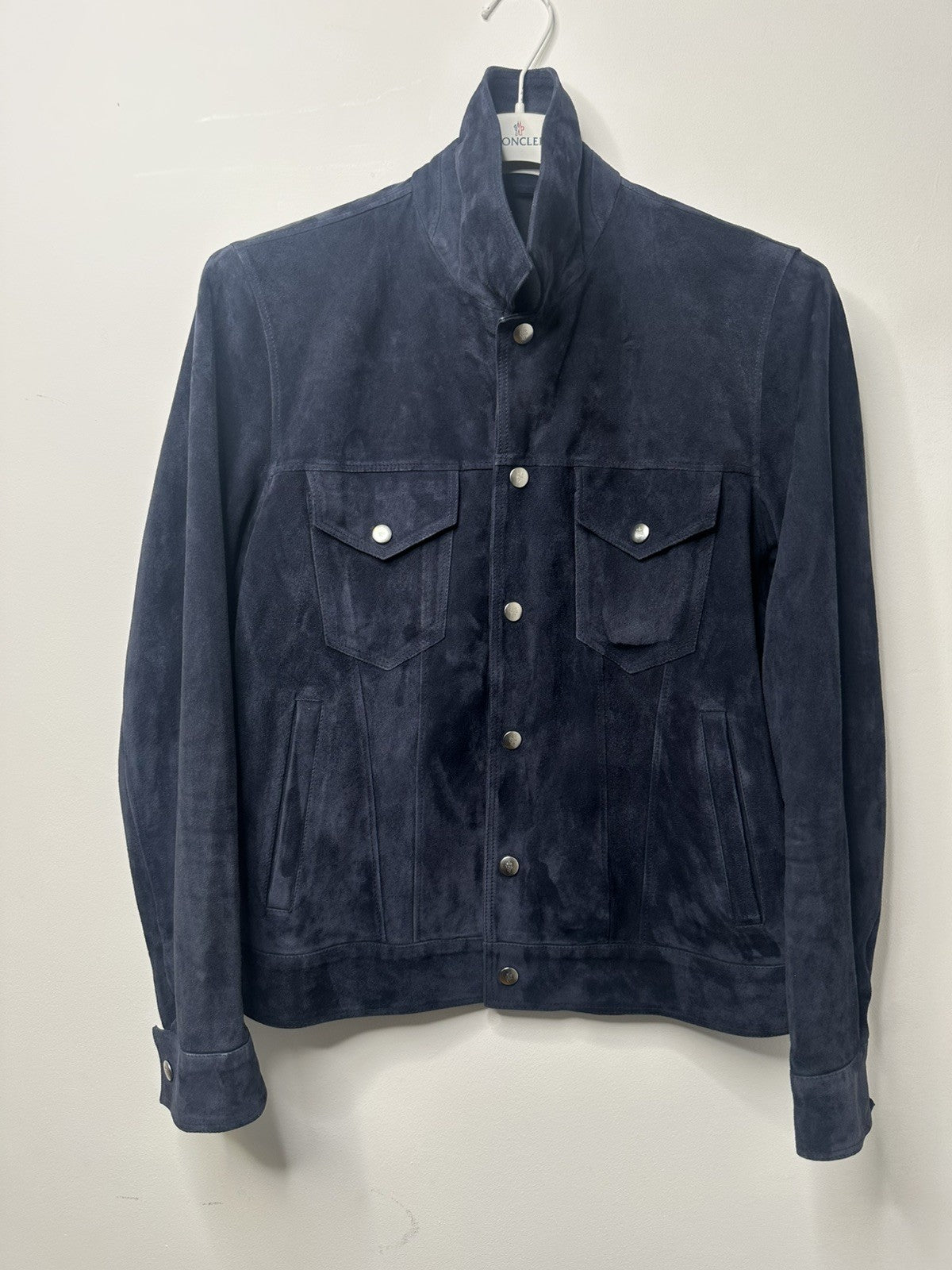 Eleventy Suede Trucker Jacket Navy Small Mens RRP £1460