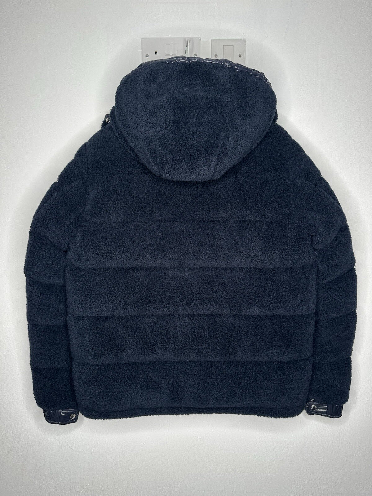 Moncler Michon Giubbotto Navy Blue Sherpa Fleece Down Jacket Size 4 / XL Mens