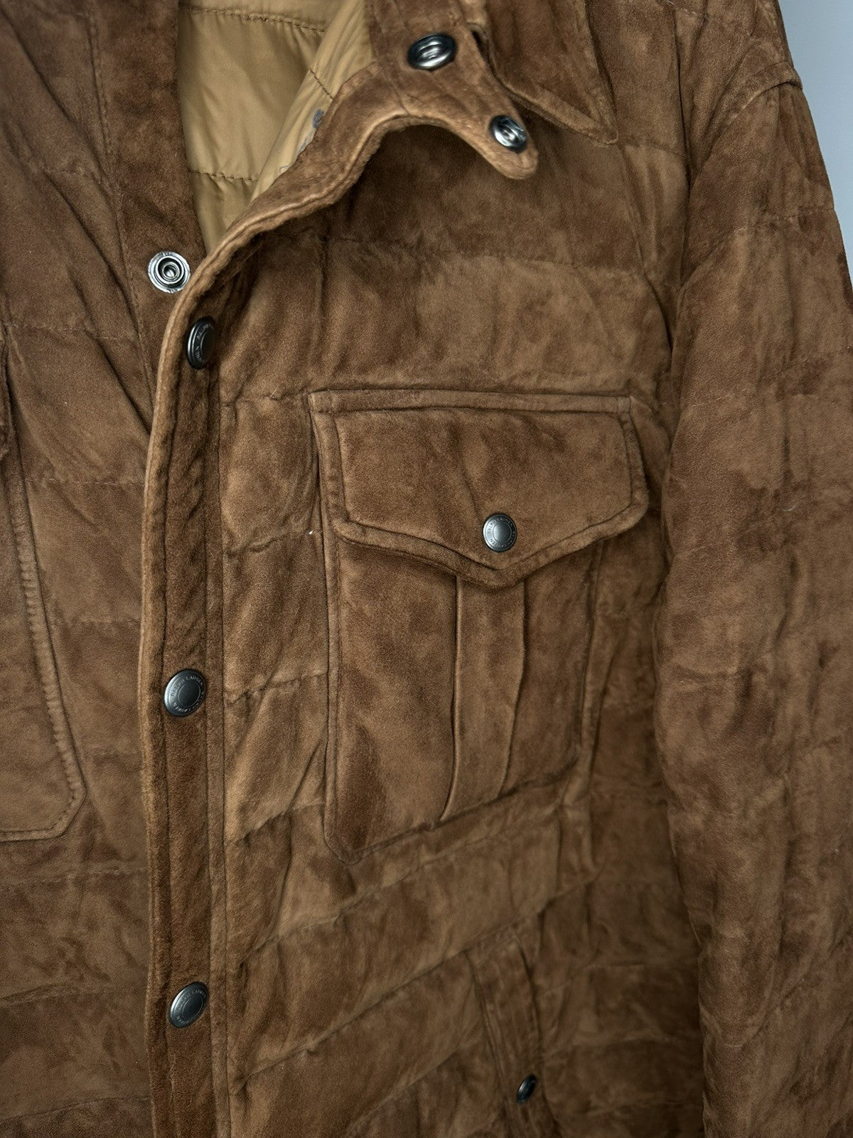Polo Ralph Lauren Brown Lamb Suede Quilted Jacket Extra Large / XL Mens
