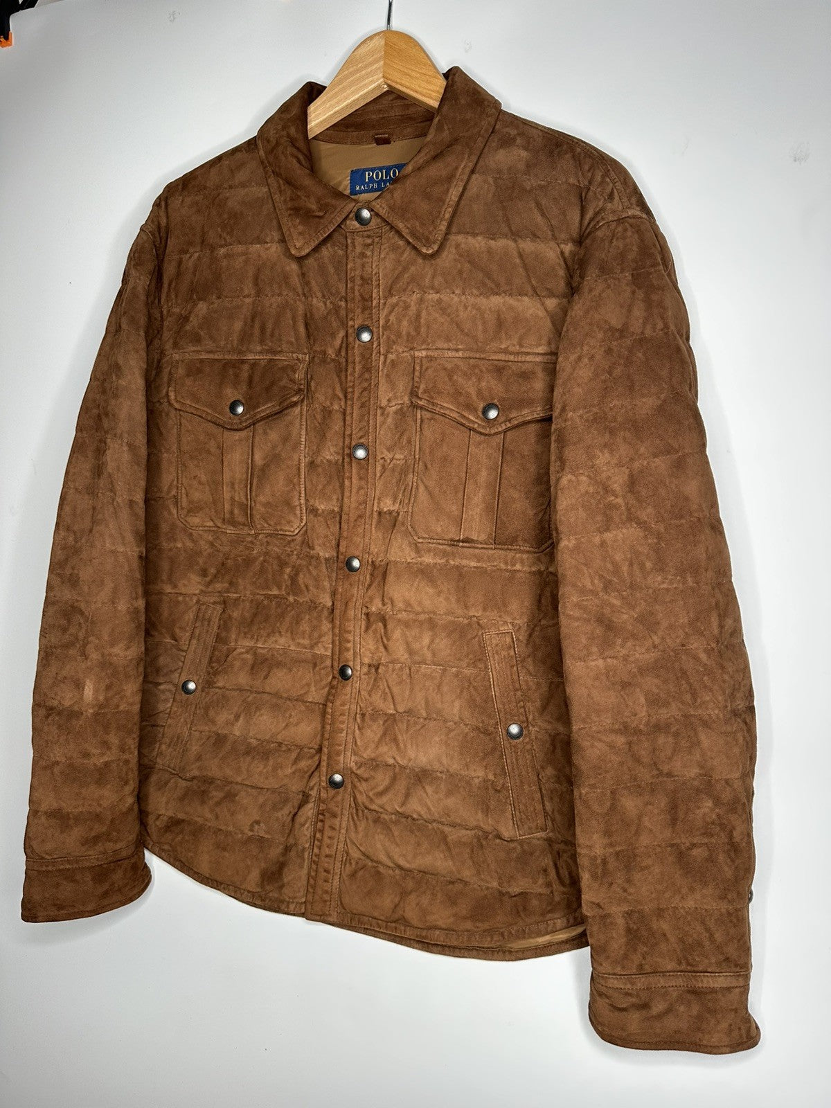 Polo Ralph Lauren Brown Lamb Suede Quilted Jacket Extra Large / XL Mens