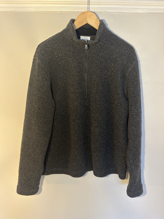 Sunspel Eco Wool Half Zip Fleece Charcoal Melange Medium Mens Immaculate