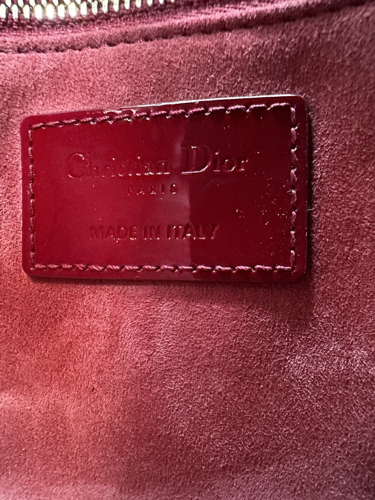 Lady Dior Mini Patent Leather Bag  Cherry Red - With Detachable Chain