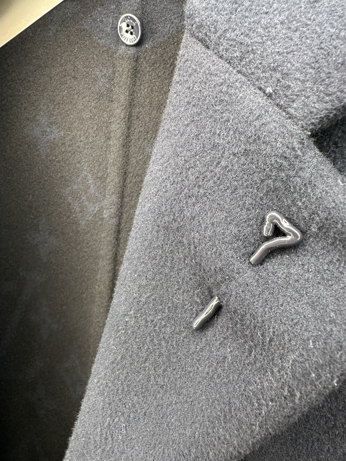 Louis Vuitton Cashmere & Silk Coat Navy Blue Size 44 Made In Italy