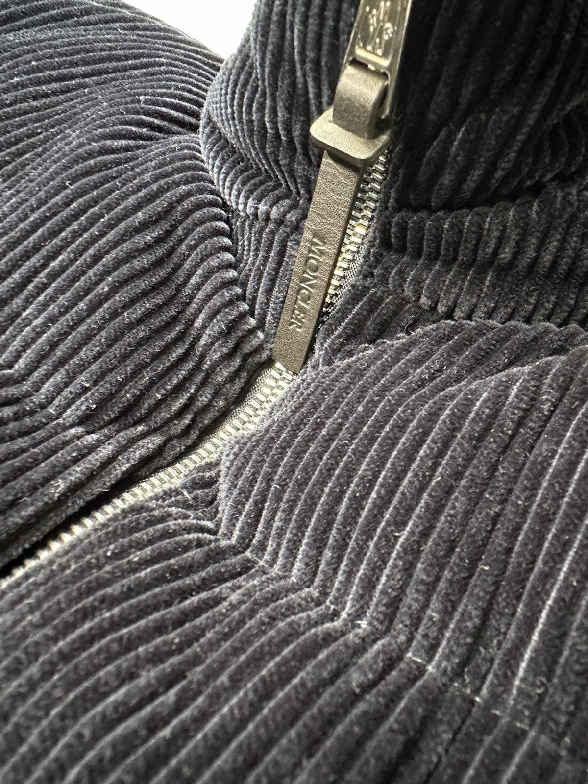 Moncler Besbre Jacket Mens Size 4 (XL) Navy Blue Corduroy