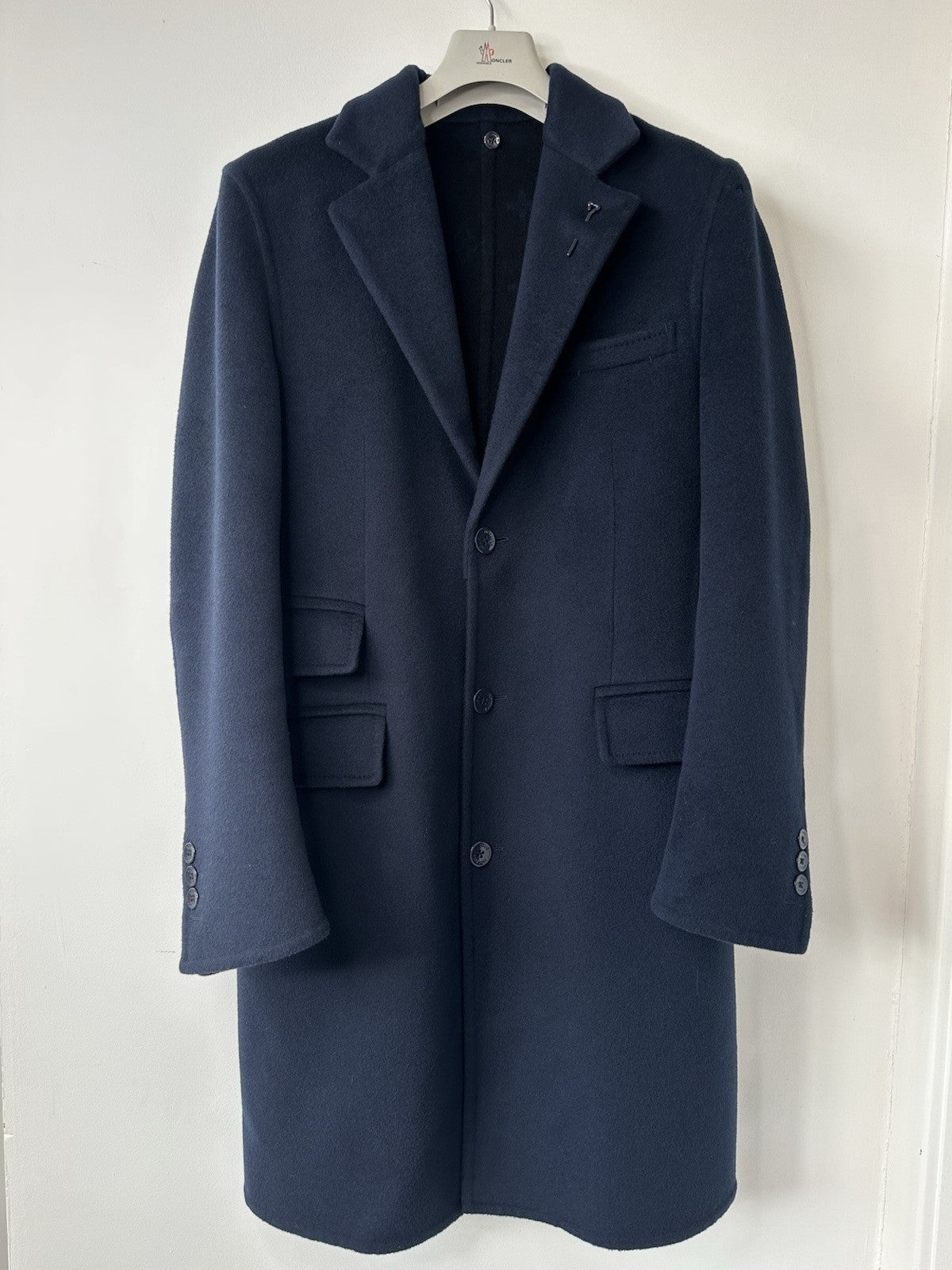 Louis Vuitton Cashmere & Silk Coat Navy Blue Size 44 Made In Italy