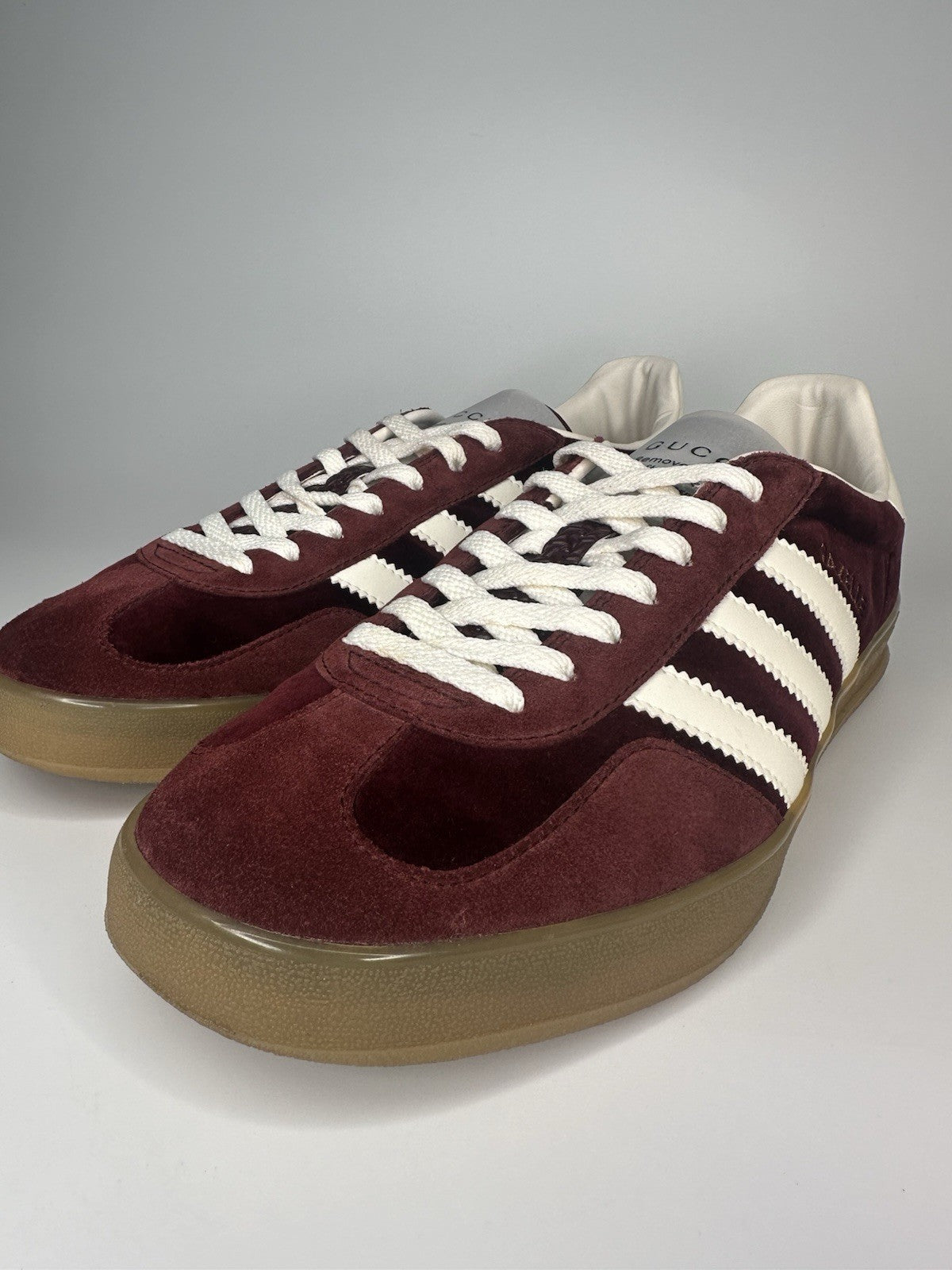 Adidas x Gucci Mens Gazelle Maroon / White Gum Sole UK10