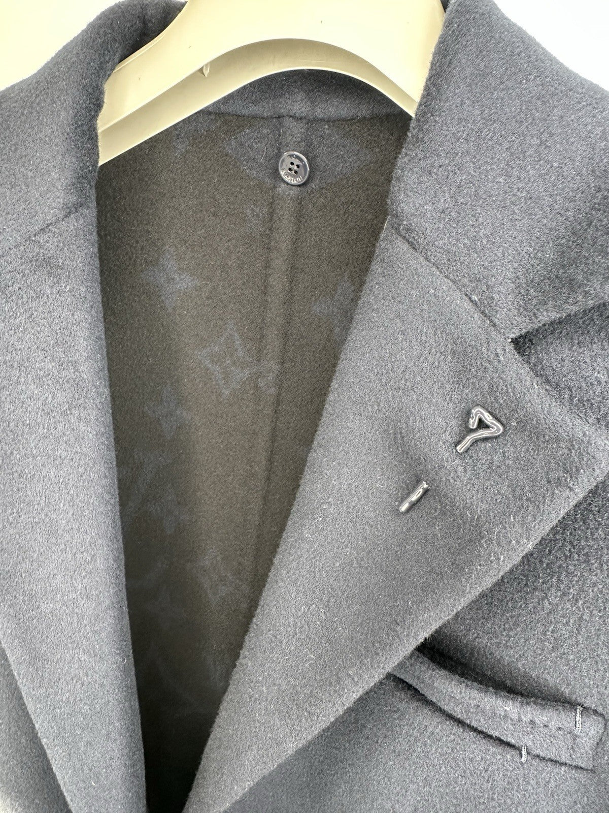 Louis Vuitton Cashmere & Silk Coat Navy Blue Size 44 Made In Italy