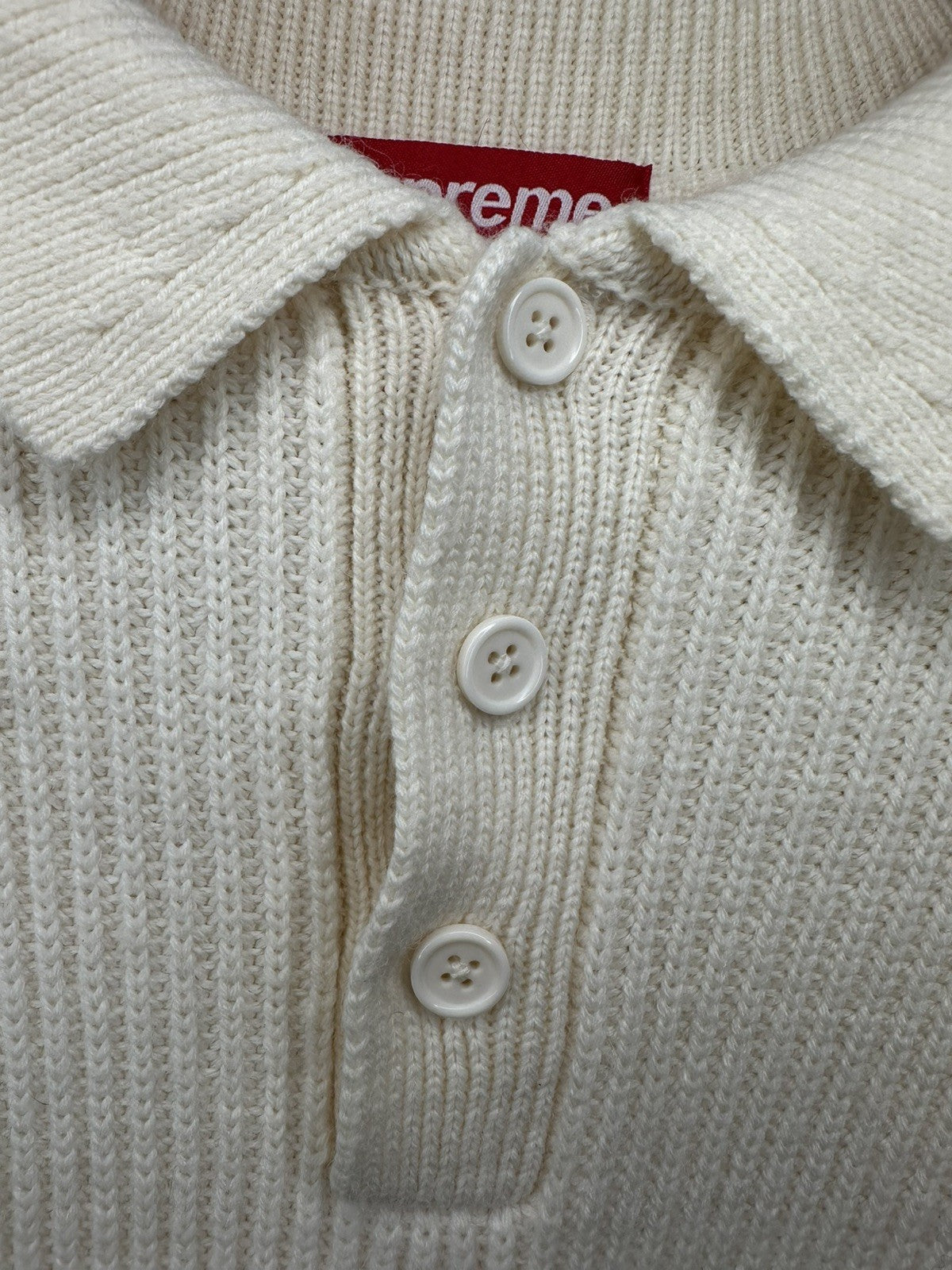 Supreme Jumper - Beige Long Sleeve Collar Jumper Wool - Rare Item - Large - Mens