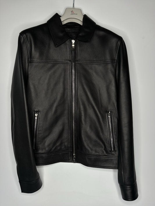 Mr Porter Calfskin Black Leather Jacket Men’s Large Full Zip Brand New