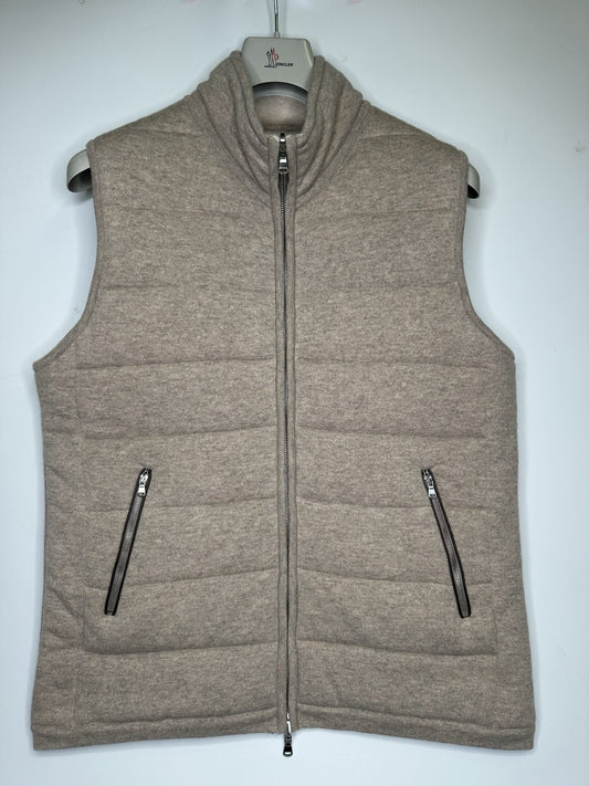 N.Peal Mens Cashmere Full Zip Gilet Size Large Sand RRP £895