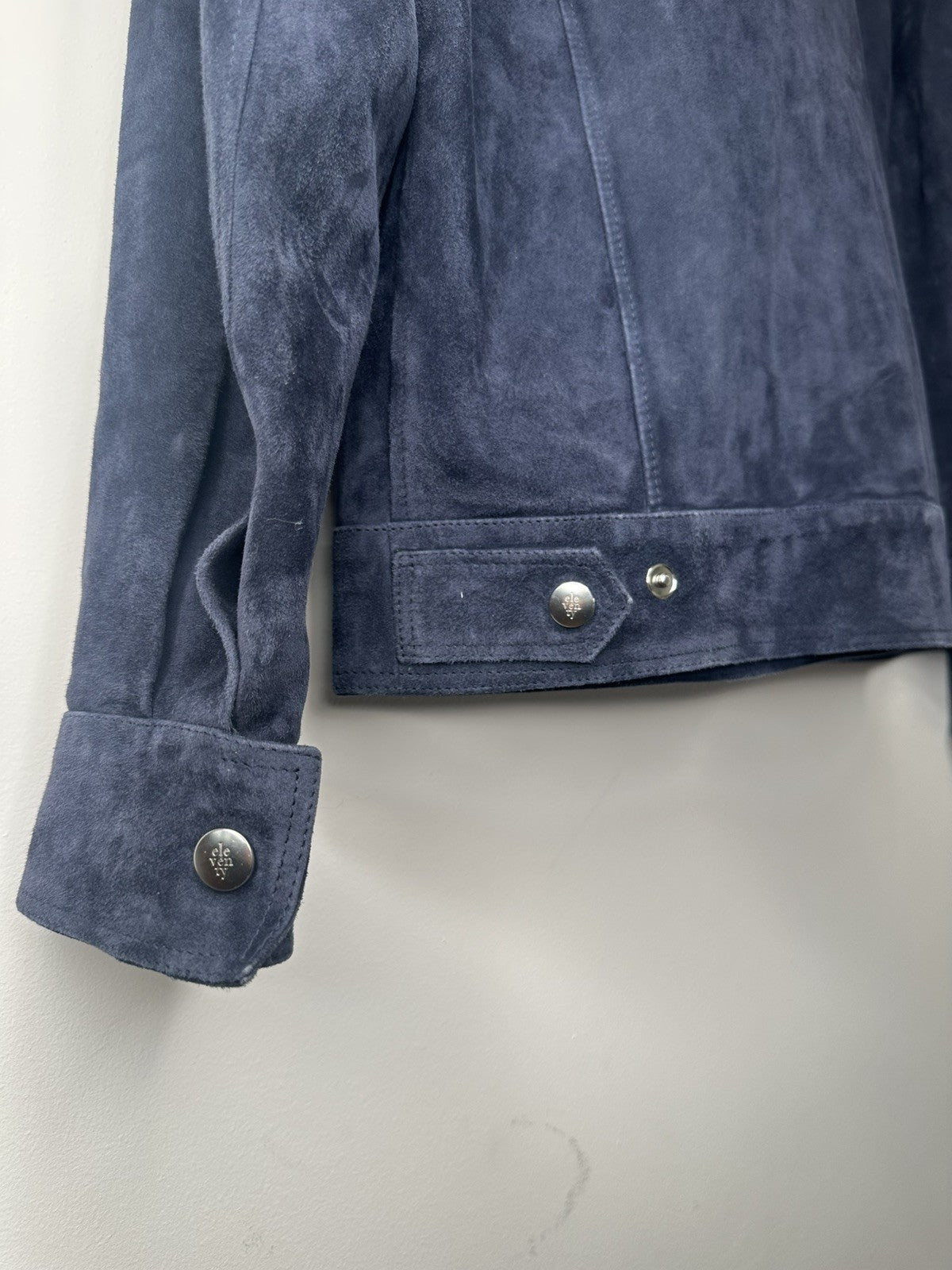 Eleventy Suede Trucker Jacket Navy Small Mens RRP £1460