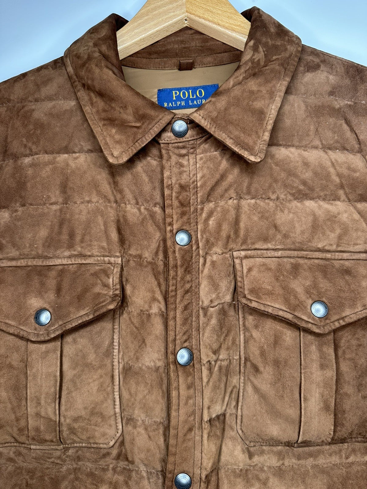 Polo Ralph Lauren Brown Lamb Suede Quilted Jacket Extra Large / XL Mens