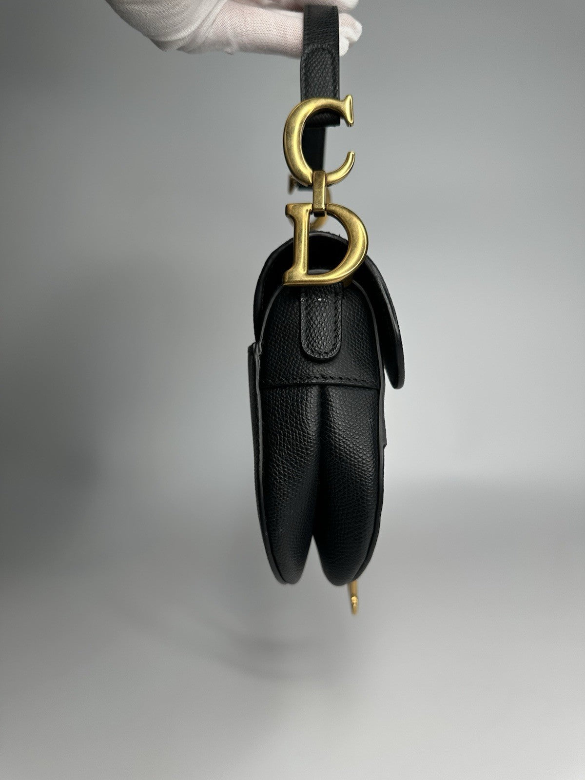 Christian Dior Saddle Mini Black Shoulder Bag Black Leather & Gold Hardware