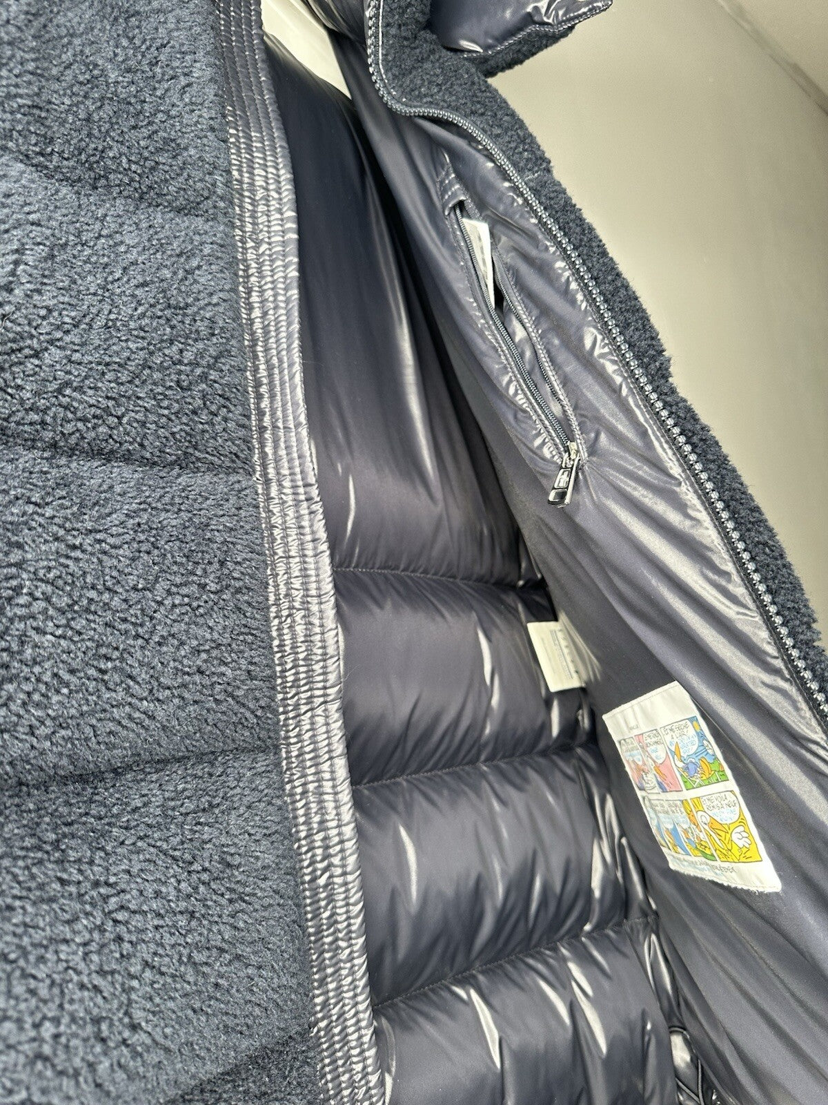 Moncler Michon Giubbotto Navy Blue Sherpa Fleece Down Jacket Size 4 / XL Mens