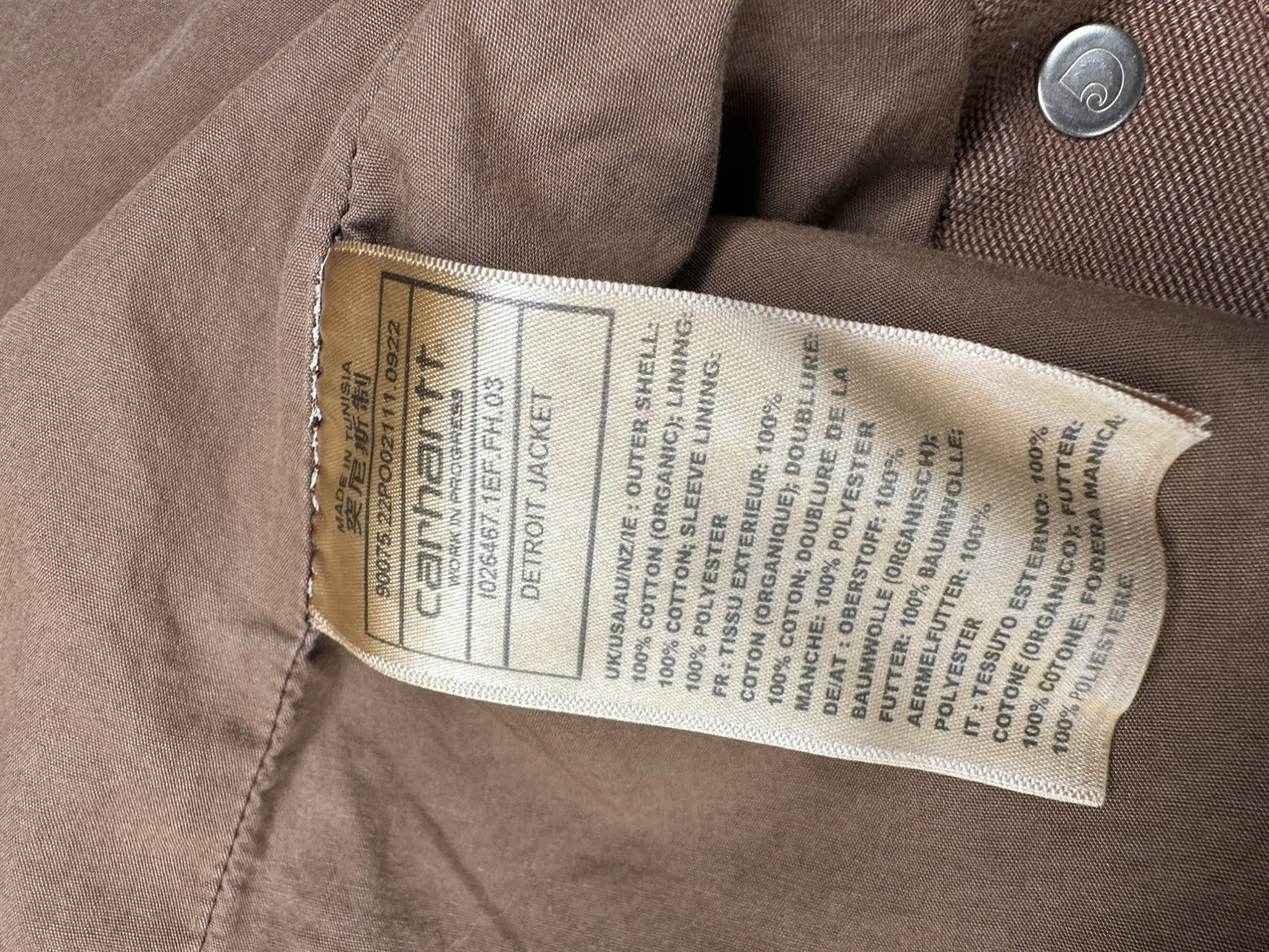 Carhartt Cotton Workwear Jacket Washed Out Brown Mens Medium