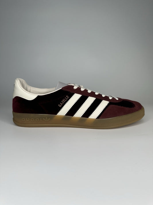 Adidas x Gucci Mens Gazelle Maroon / White Gum Sole UK10