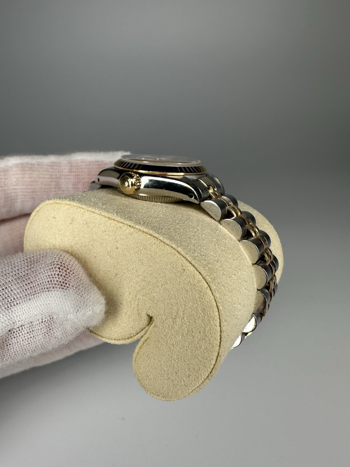 Ladies Steel & Gold Rolex Datejust White Mother Of Pearl Diamond Dial + Papers