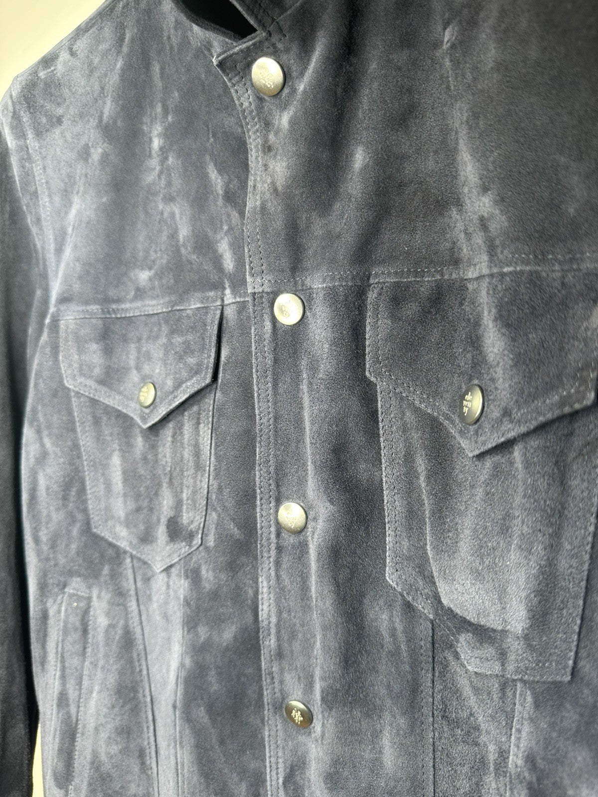 Eleventy Suede Trucker Jacket Navy Small Mens RRP £1460