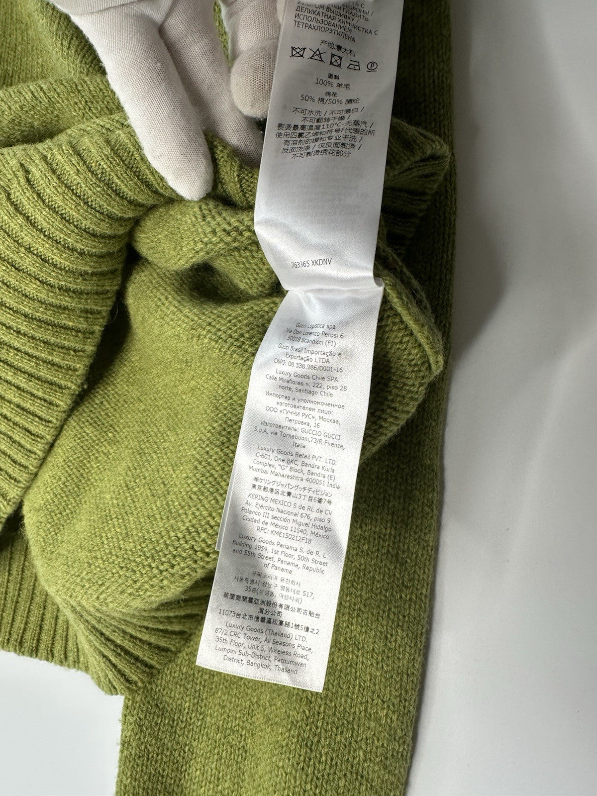 Gucci Logo Embroidery Wool Sweater Large Pear Green Mens