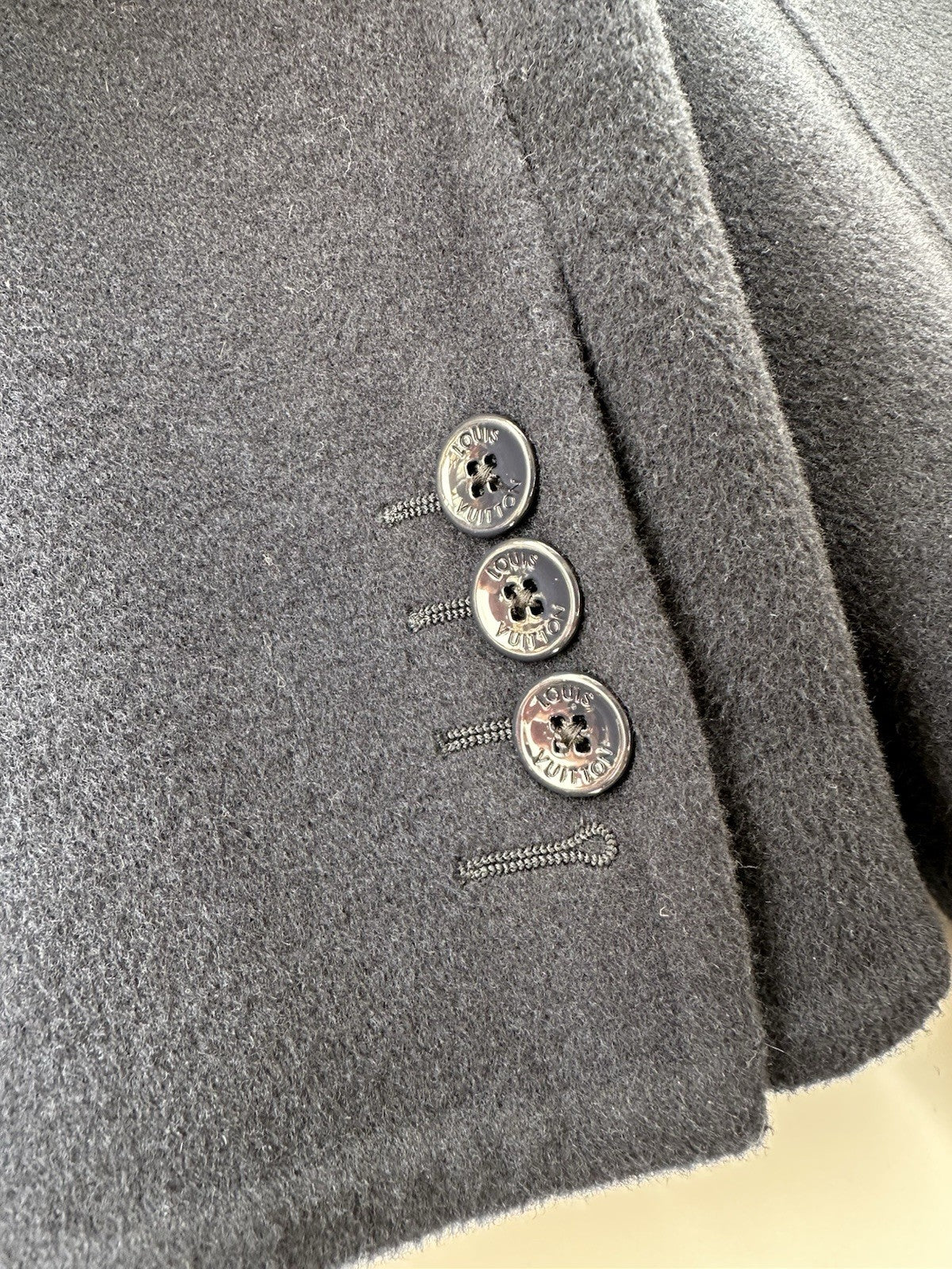 Louis Vuitton Cashmere & Silk Coat Navy Blue Size 44 Made In Italy