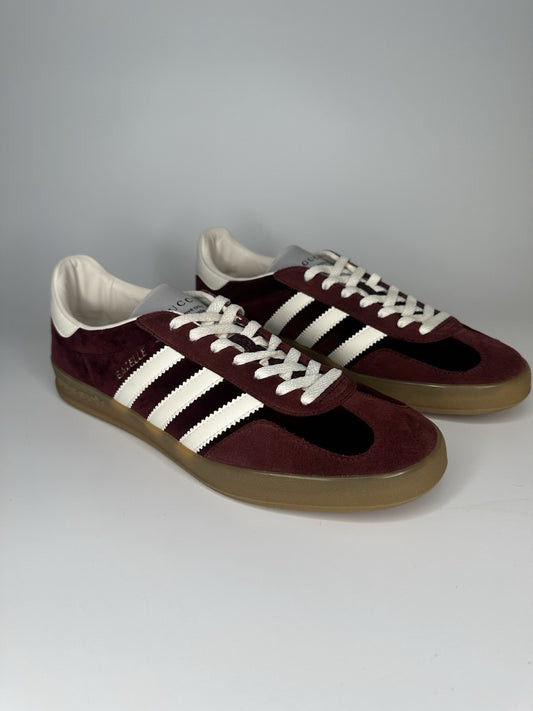 Adidas x Gucci Mens Gazelle Maroon / White Gum Sole UK10