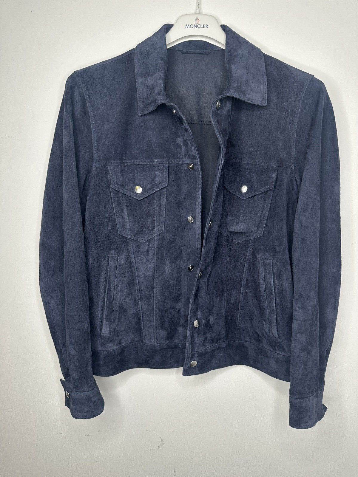 Eleventy Suede Trucker Jacket Navy Small Mens RRP £1460