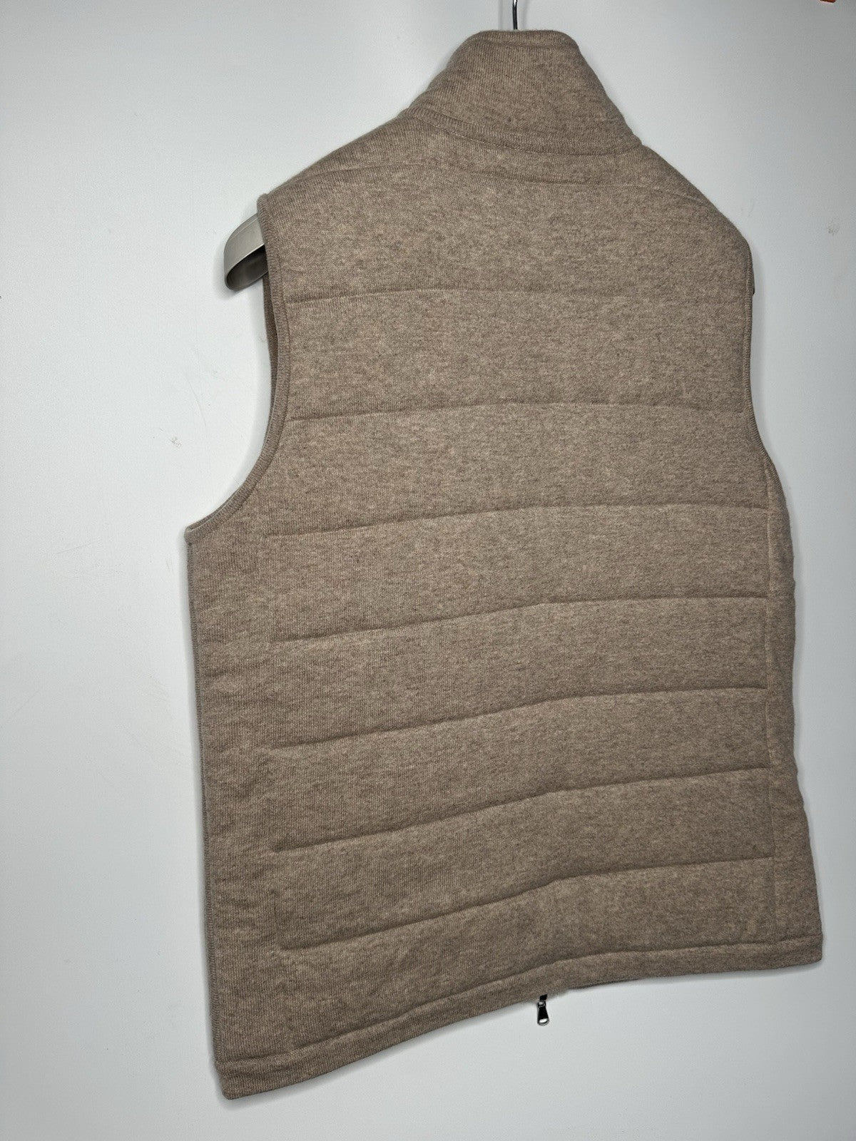 N.Peal Mens Cashmere Full Zip Gilet Size Large Sand RRP £895