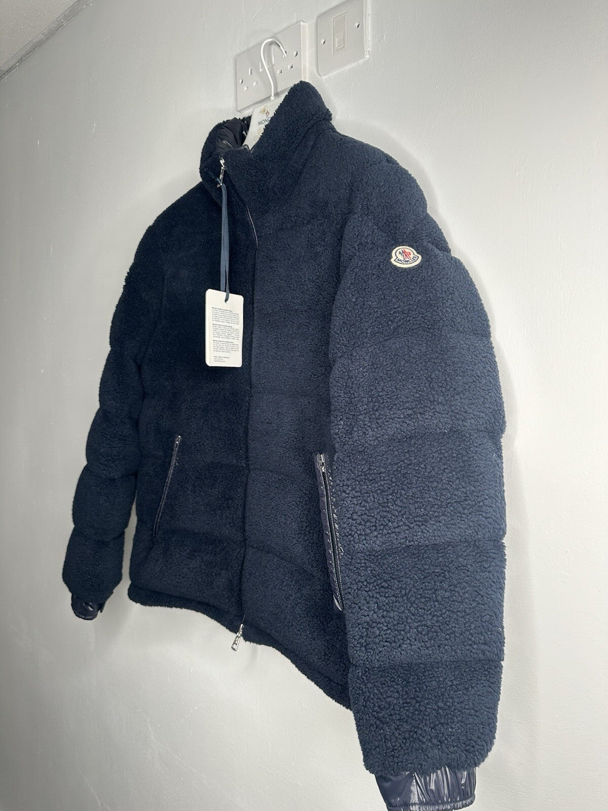 Moncler Michon Giubbotto Navy Blue Sherpa Fleece Down Jacket Size 4 / XL Mens