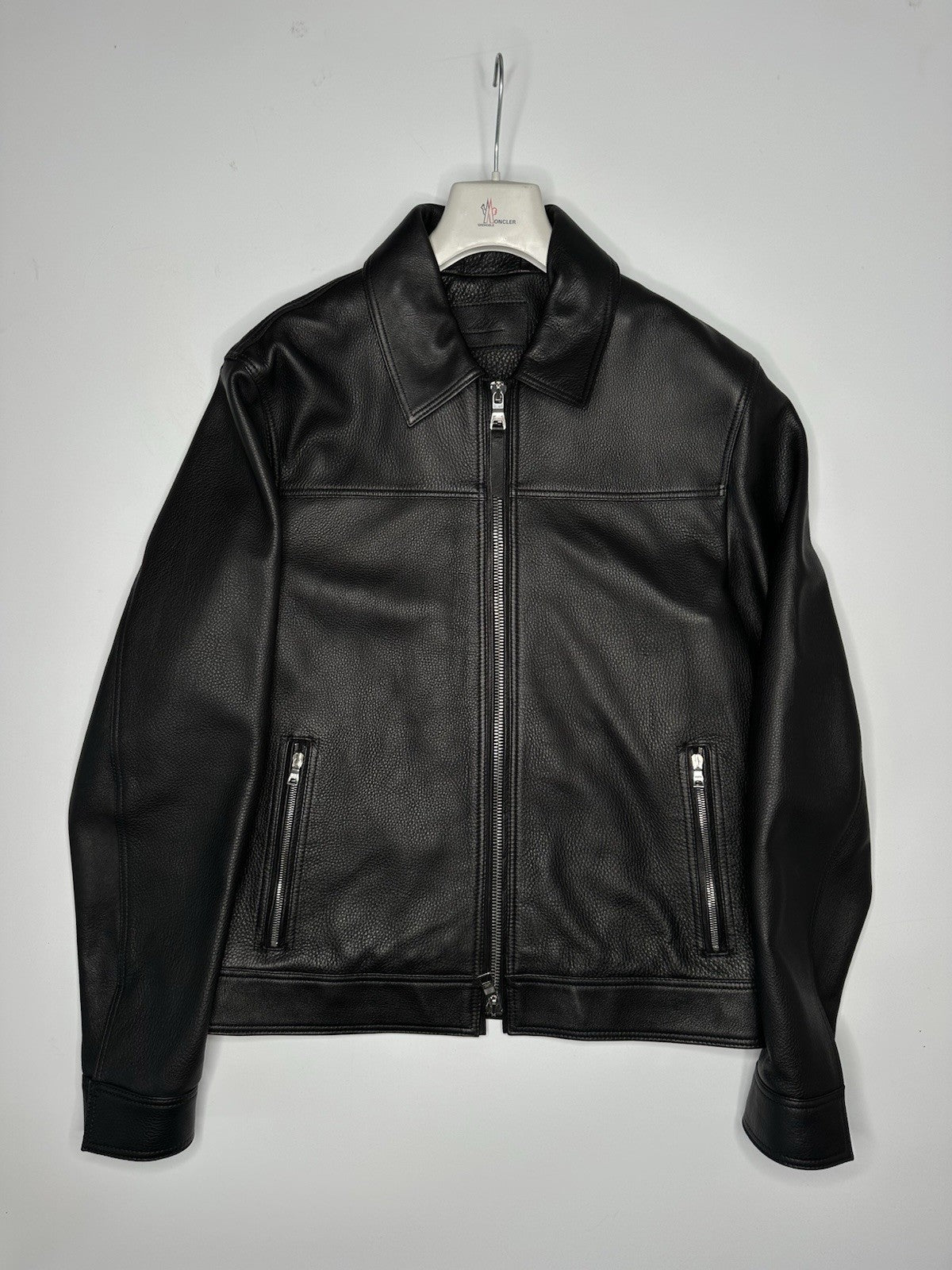 Mr Porter Calfskin Black Leather Jacket Men’s Large Full Zip Brand New