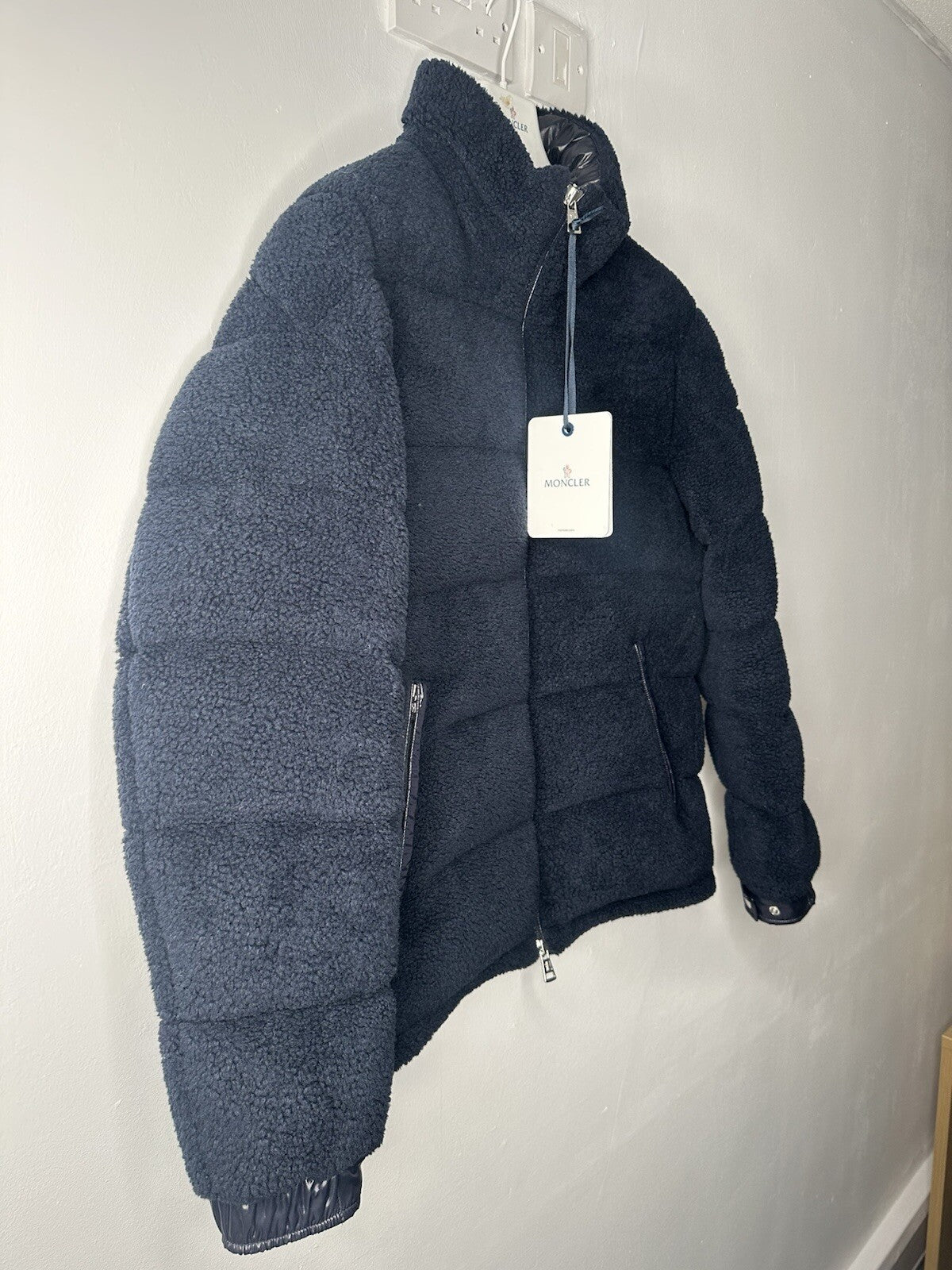 Moncler Michon Giubbotto Navy Blue Sherpa Fleece Down Jacket Size 4 / XL Mens