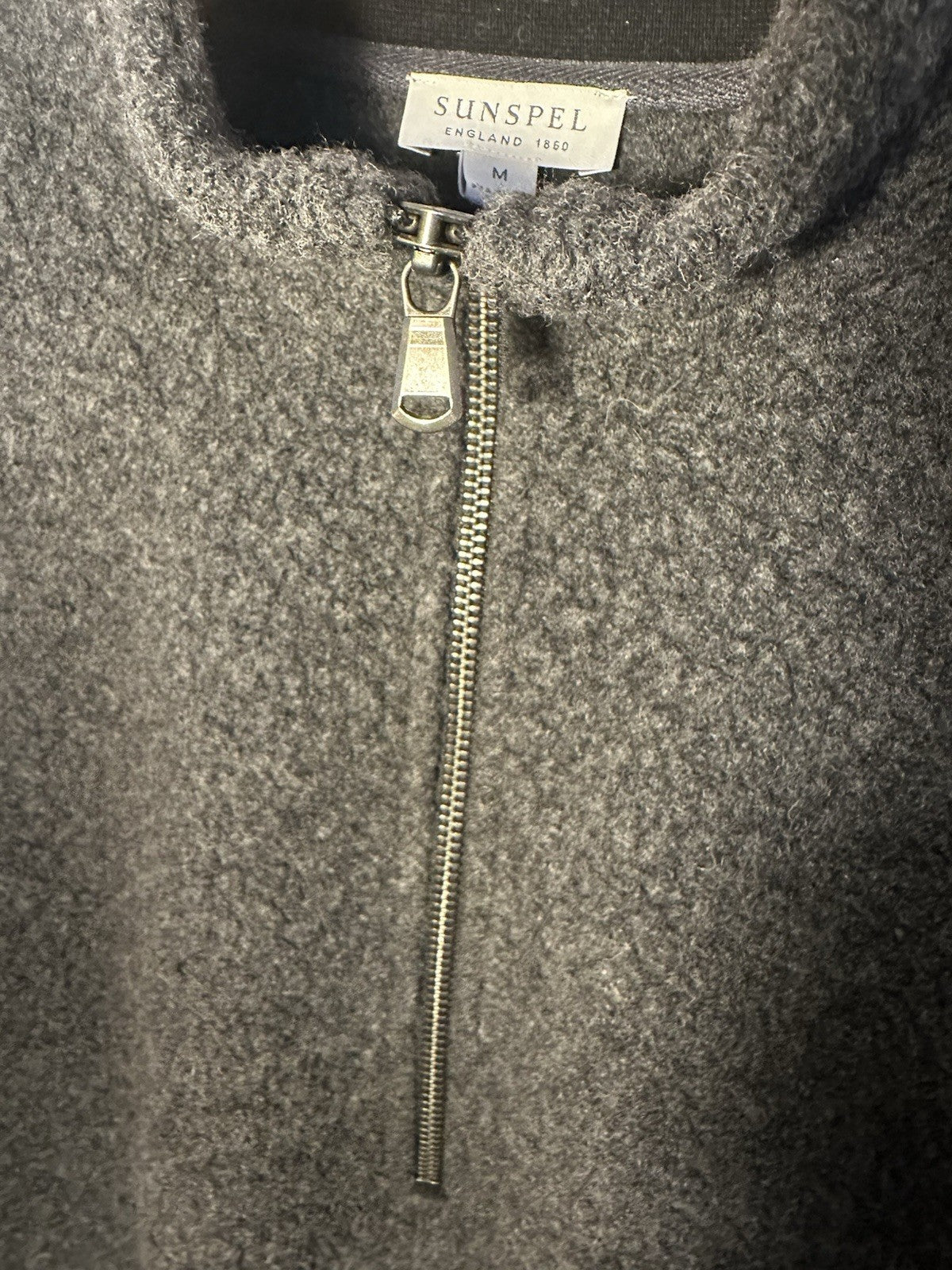 Sunspel Eco Wool Half Zip Fleece Charcoal Melange Medium Mens Immaculate