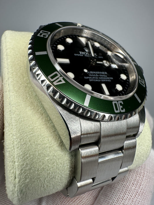 Rolex Submariner Date 16610LV Kermit 50th Anniversary 2009 Full Set Unpolished
