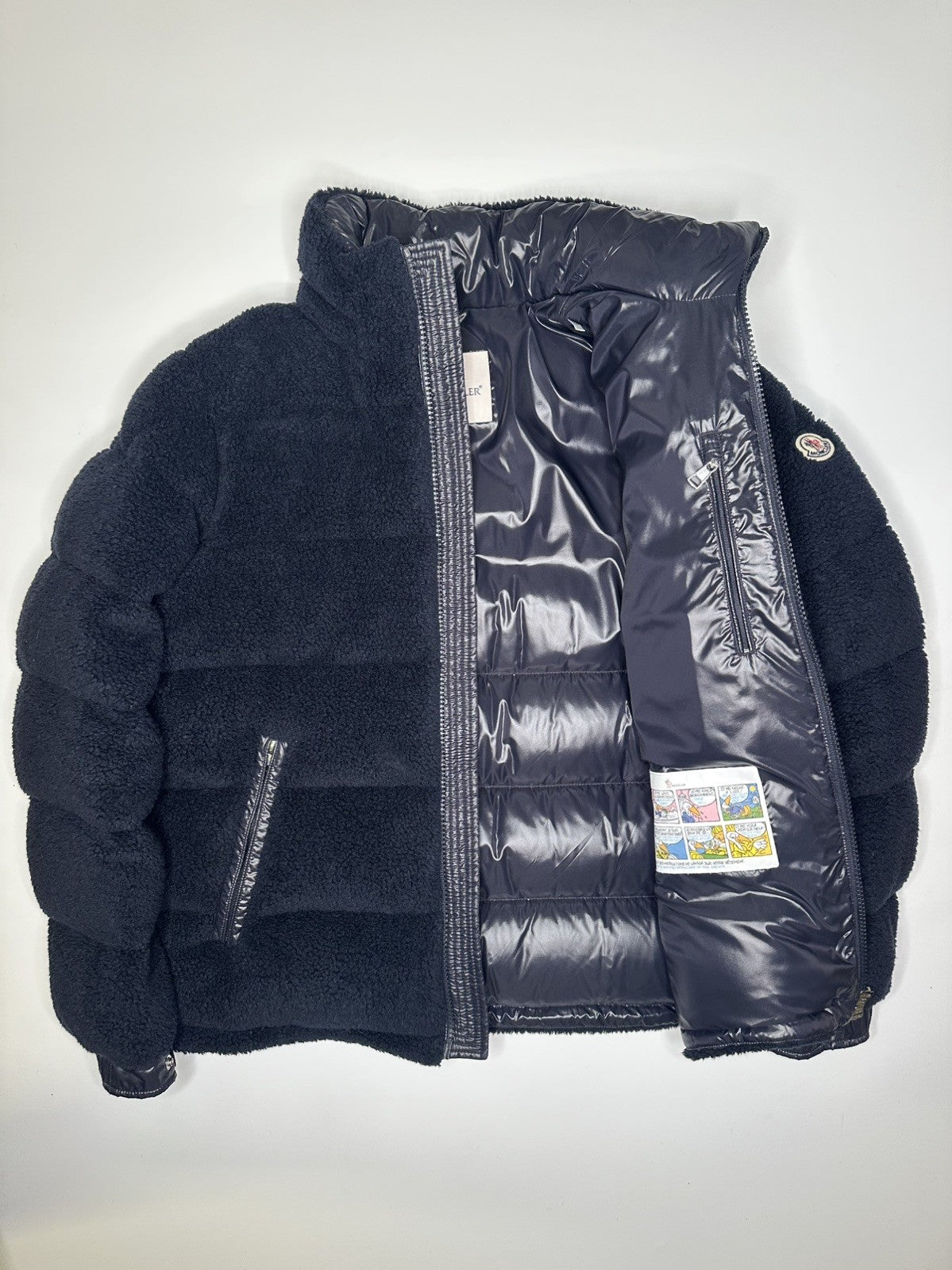 Moncler Michon Giubbotto Navy Blue Sherpa Fleece Down Jacket Size 4 / XL Mens