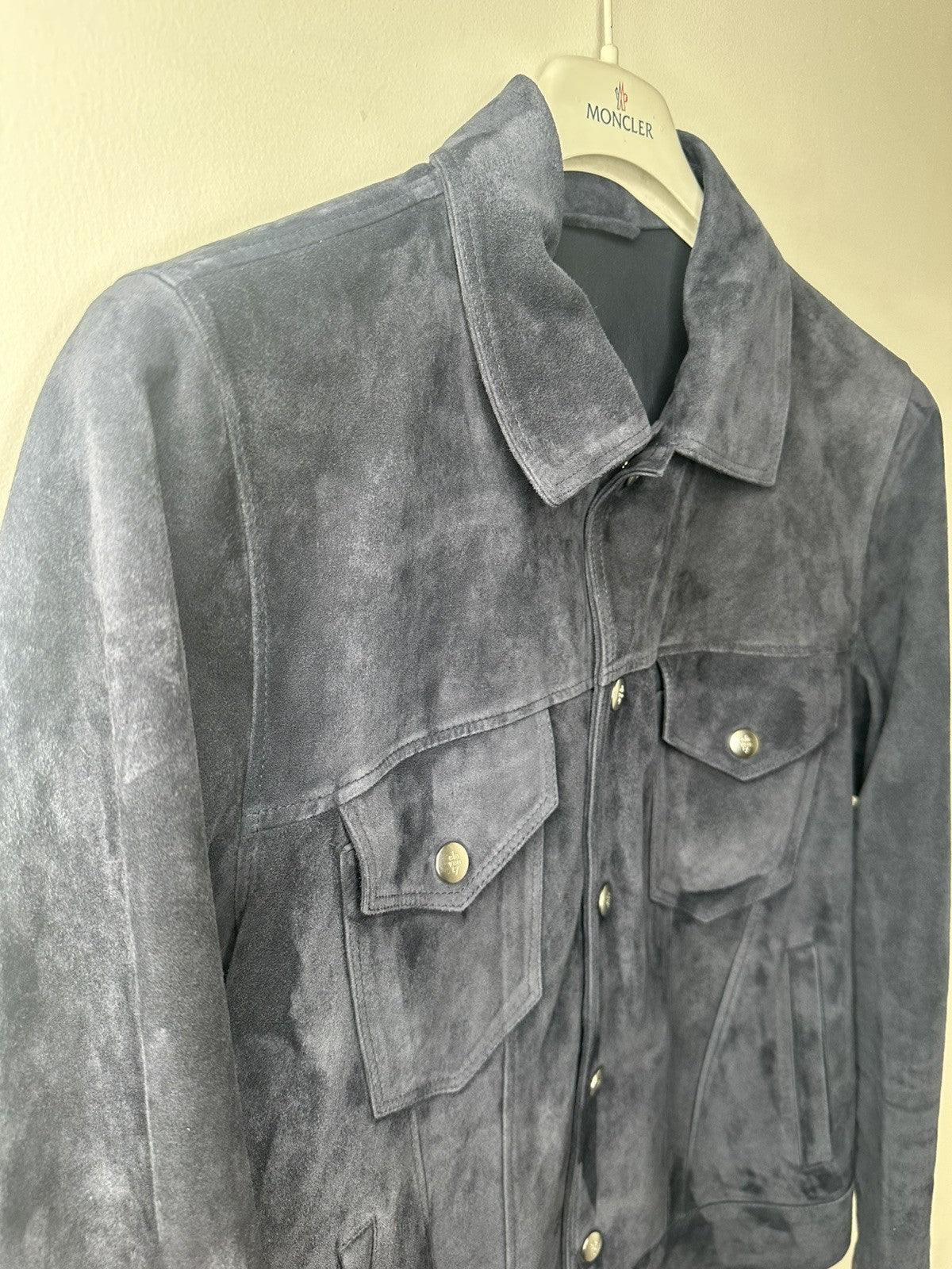 Eleventy Suede Trucker Jacket Navy Small Mens RRP £1460