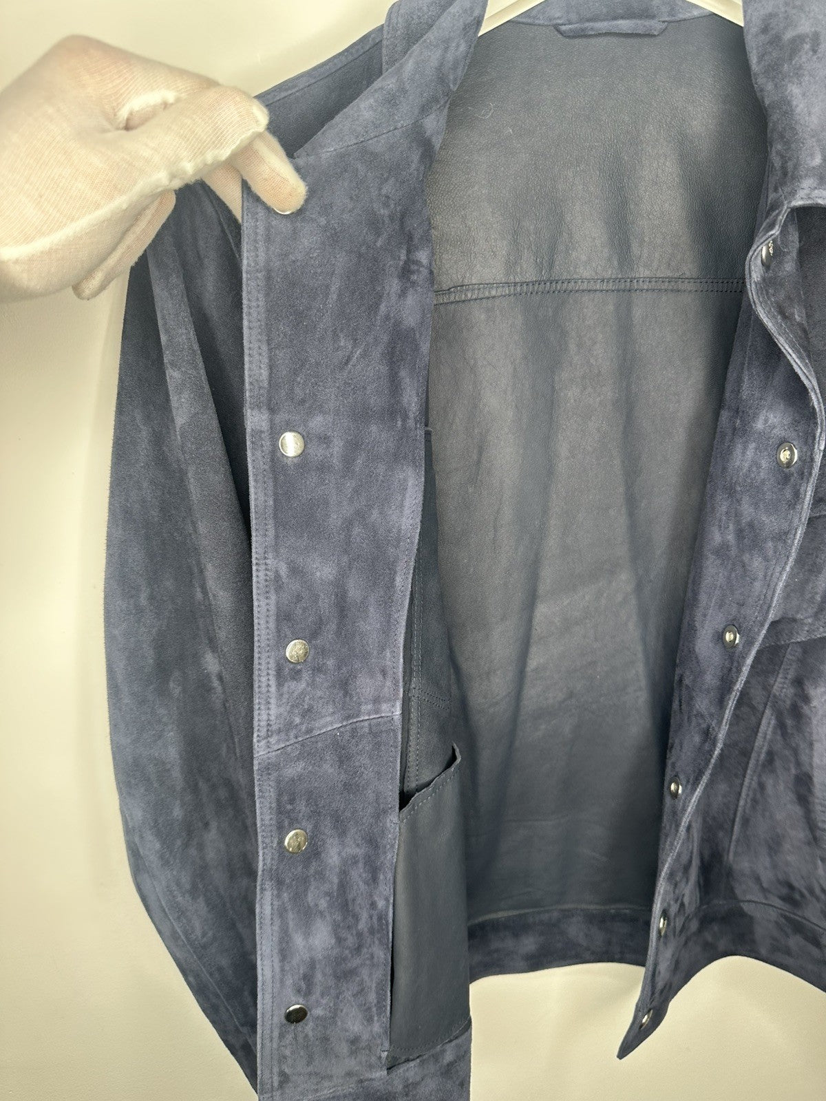 Eleventy Suede Trucker Jacket Navy Small Mens RRP £1460