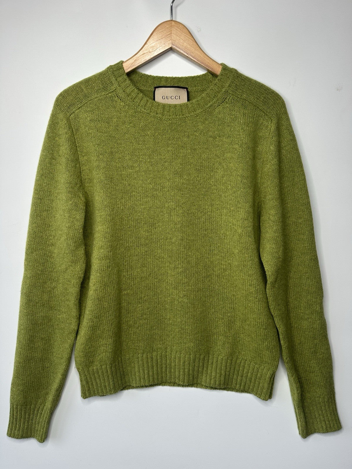 Gucci Logo Embroidery Wool Sweater Large Pear Green Mens