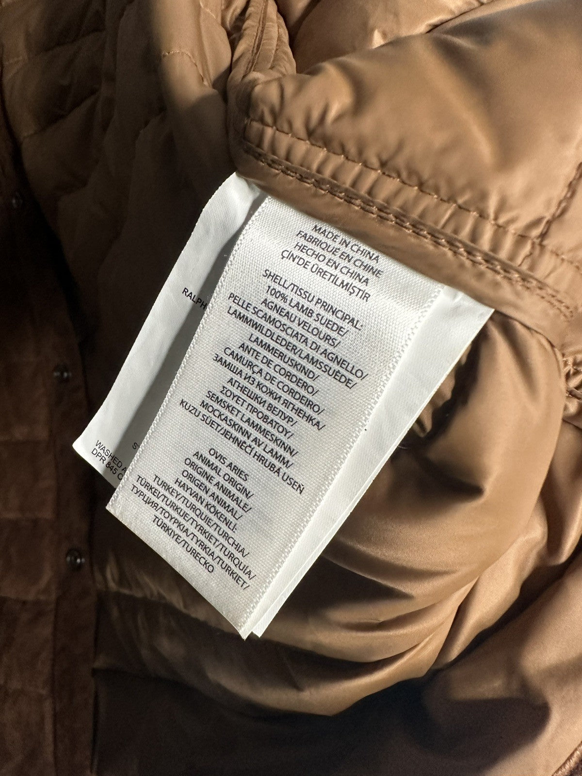 Polo Ralph Lauren Brown Lamb Suede Quilted Jacket Extra Large / XL Mens