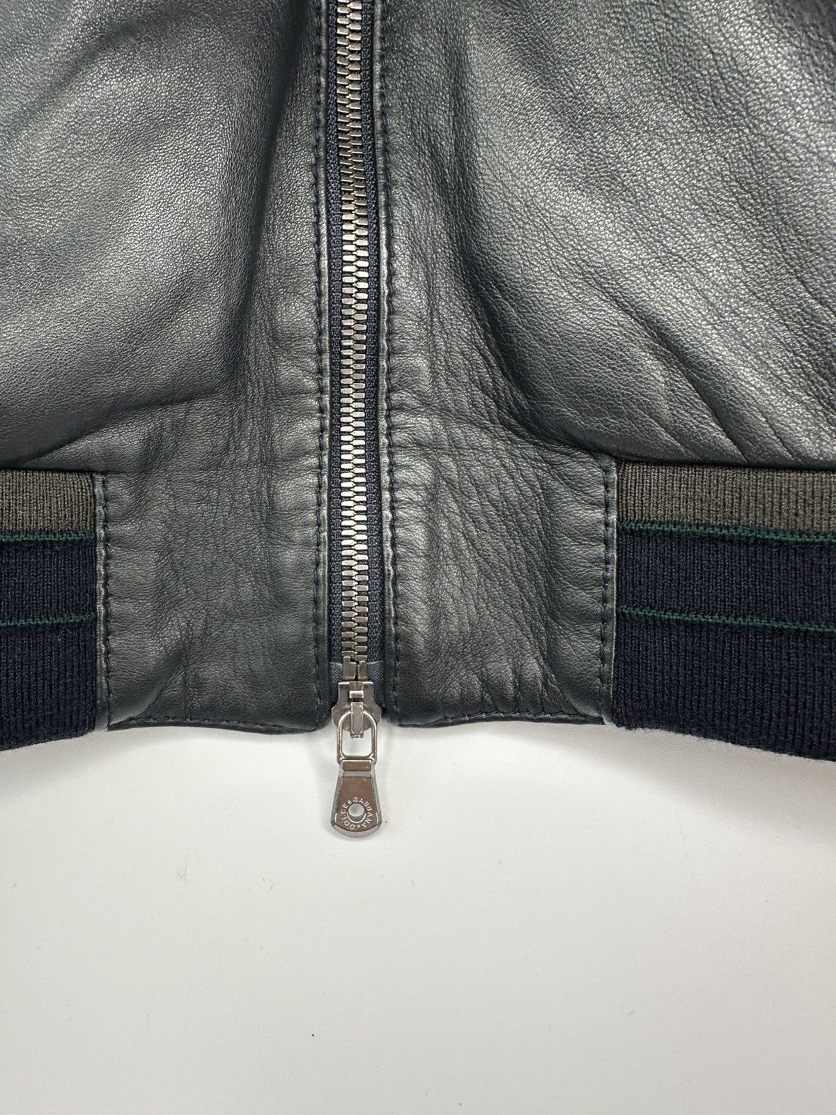 Dolce & Gabbana Dark Navy Lambskin Leather  Hooded Jacket Size 52 XL Mens