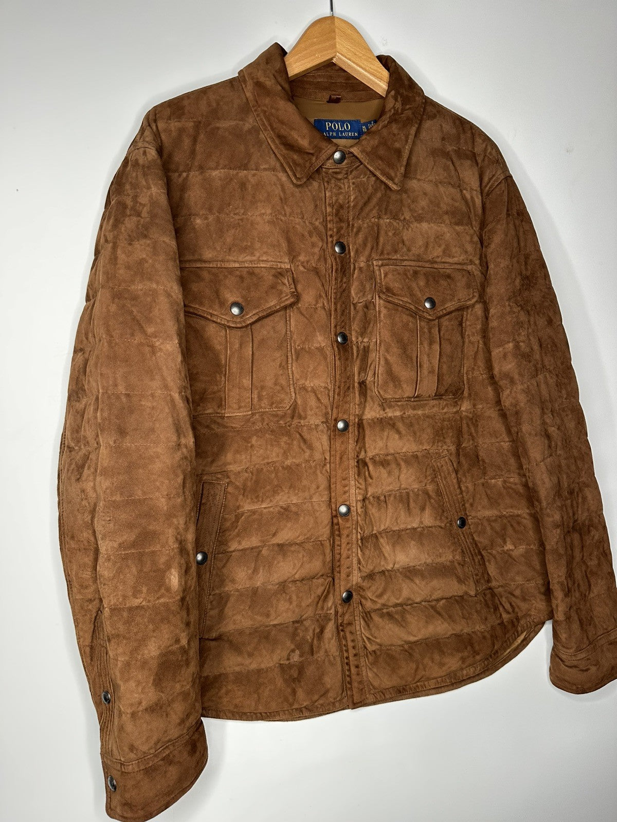Polo Ralph Lauren Brown Lamb Suede Quilted Jacket Extra Large / XL Mens