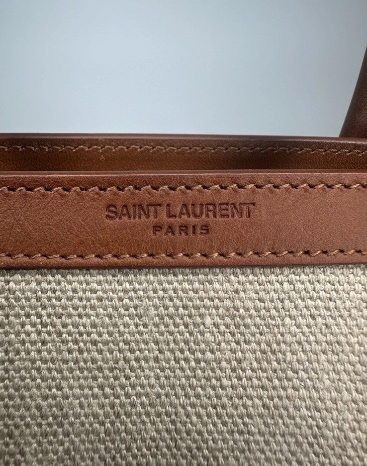Saint Laurent Sac De Jour Leather Calfskin & Linen Cognac RRP €2990