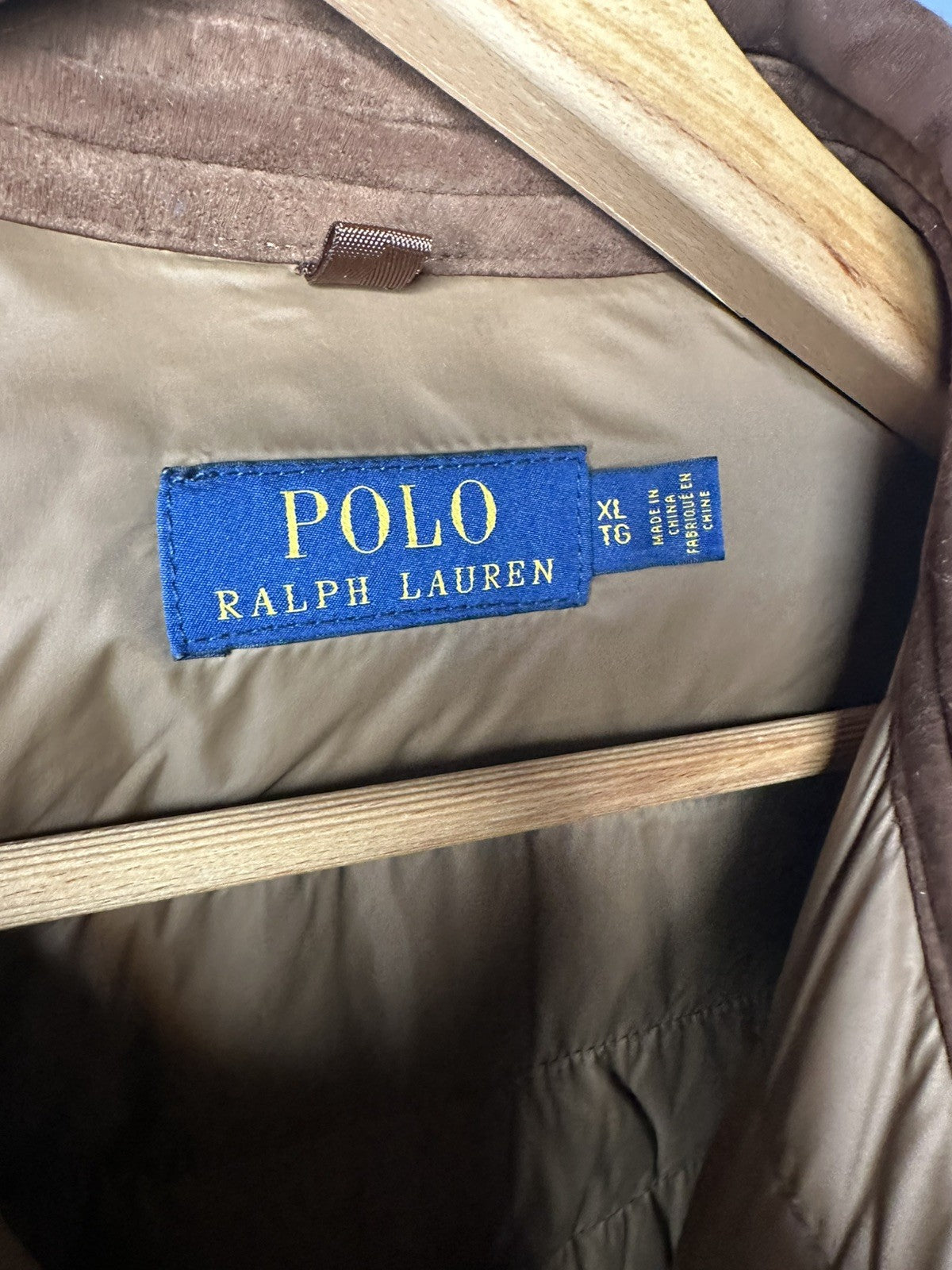 Polo Ralph Lauren Brown Lamb Suede Quilted Jacket Extra Large / XL Mens