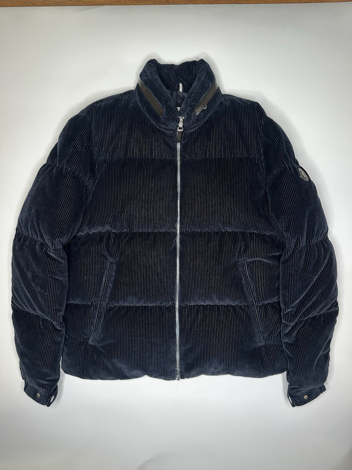 Moncler Besbre Jacket Mens Size 4 (XL) Navy Blue Corduroy
